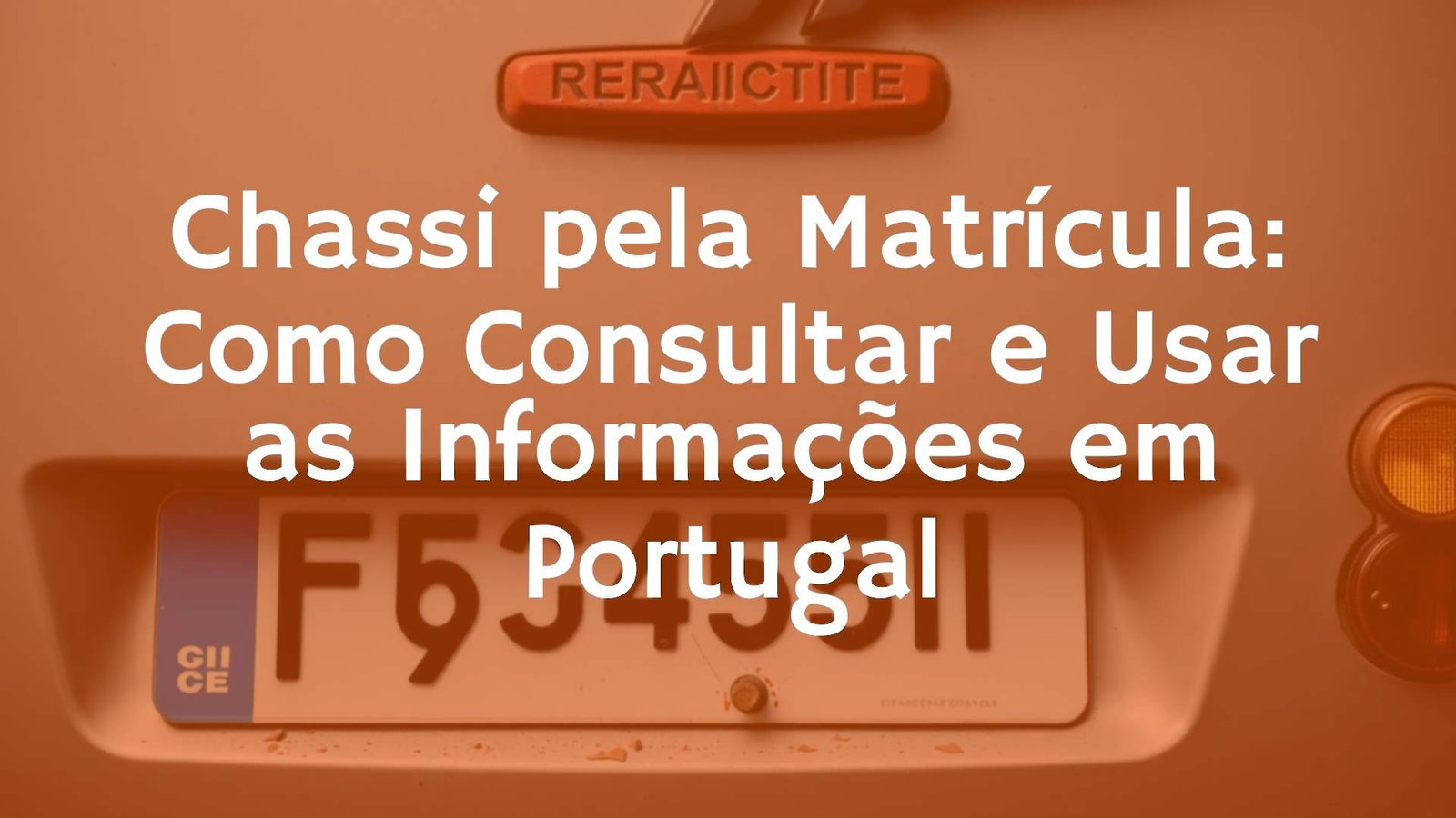 A close-up of a car license plate and VIN number on a vehicle in Portugal, realistic style, focus on details, professional lighting.