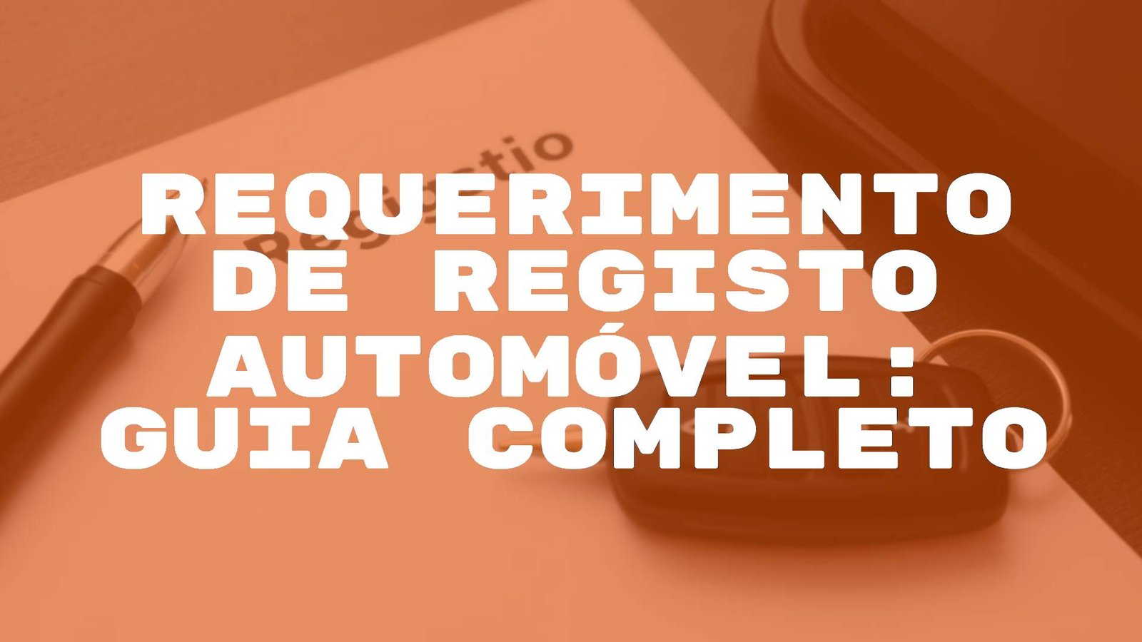 A car registration document on a desk, with a car key and a pen, realistic style.