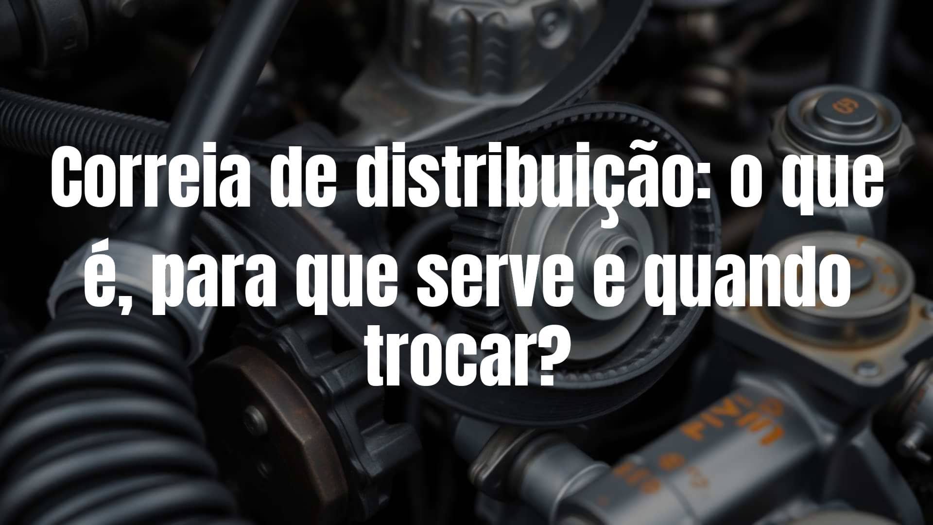 A car engine with a highlighted timing belt, rubber and fiber reinforced, technical close-up, realistic.